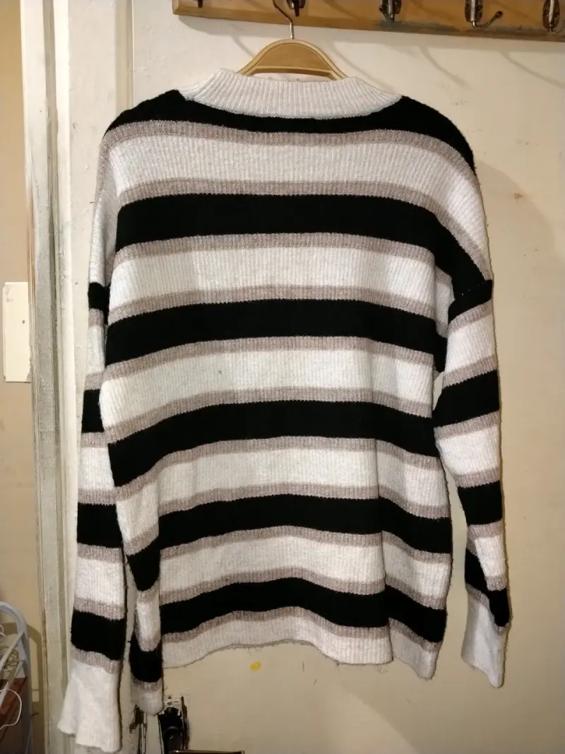 Suéter de rayas blanco y negro para mujer - 2