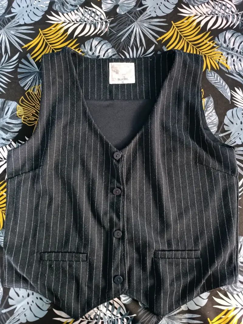 Chaleco de vestir negro a rayas Blugirl - 1