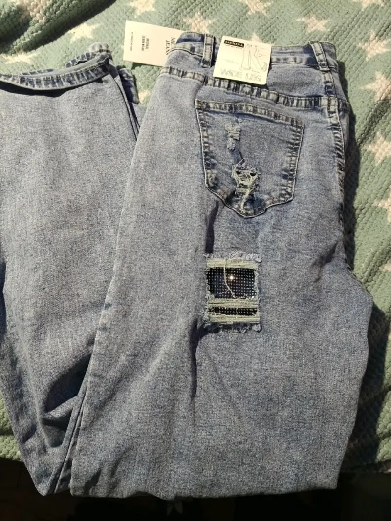 Jeans Menina Wide Leg con Detalles de Lentejuelas - 2