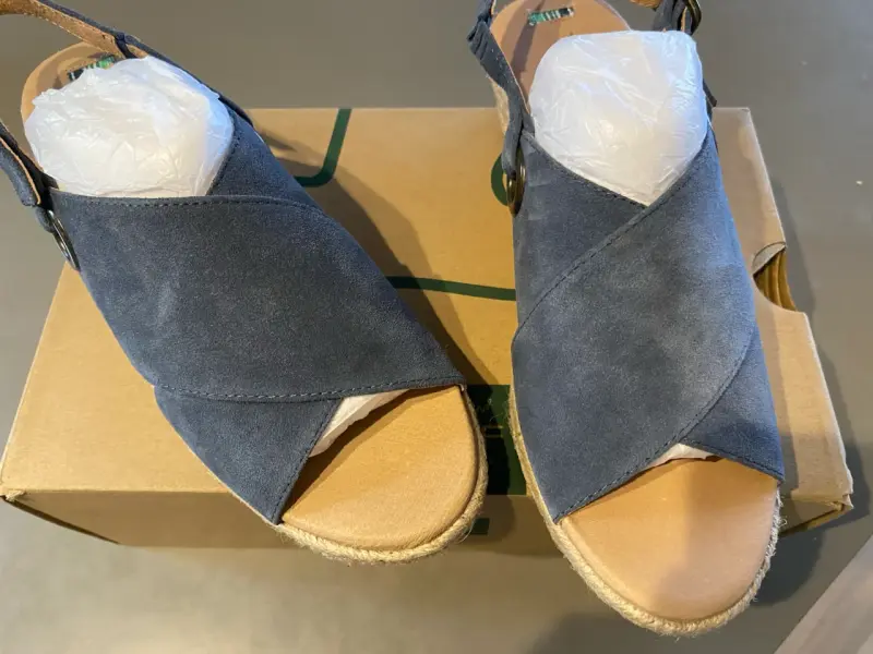 Sandalias de cuña azul con hebilla - 2
