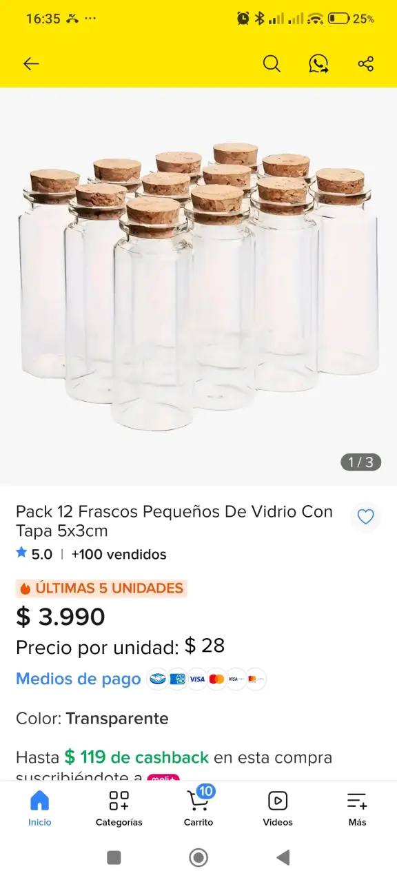 Pack de 72 frascos de vidrio con tapa de corcho - 2