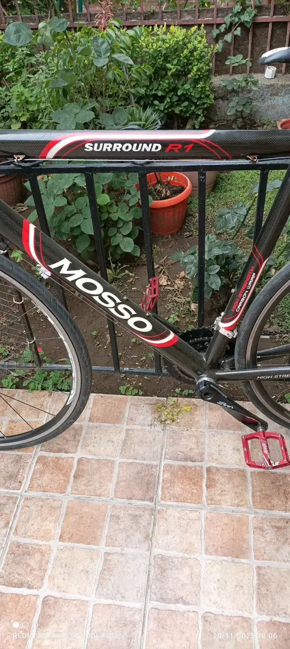 Bicicleta de Ruta Mosso Carbono Negro y Rojo - 5