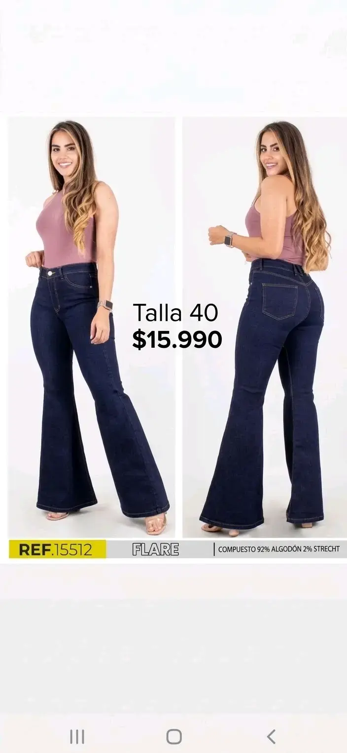 Jeans Flare Mujer Talla 40 Azul