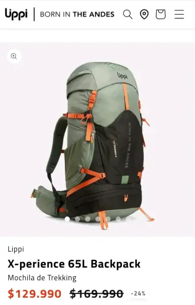 Mochila de Trekking Lippi X-perience 65L Verde - miniatura 1