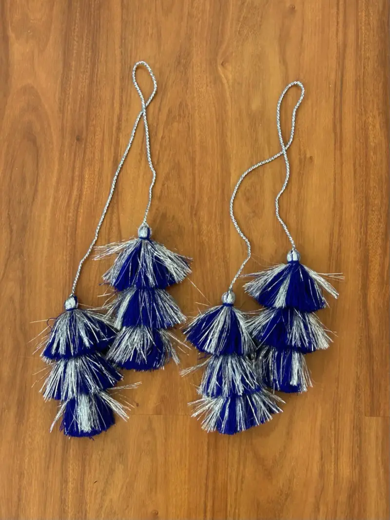 Tulmas/pompon decorativas azul y plateado para bai - 1