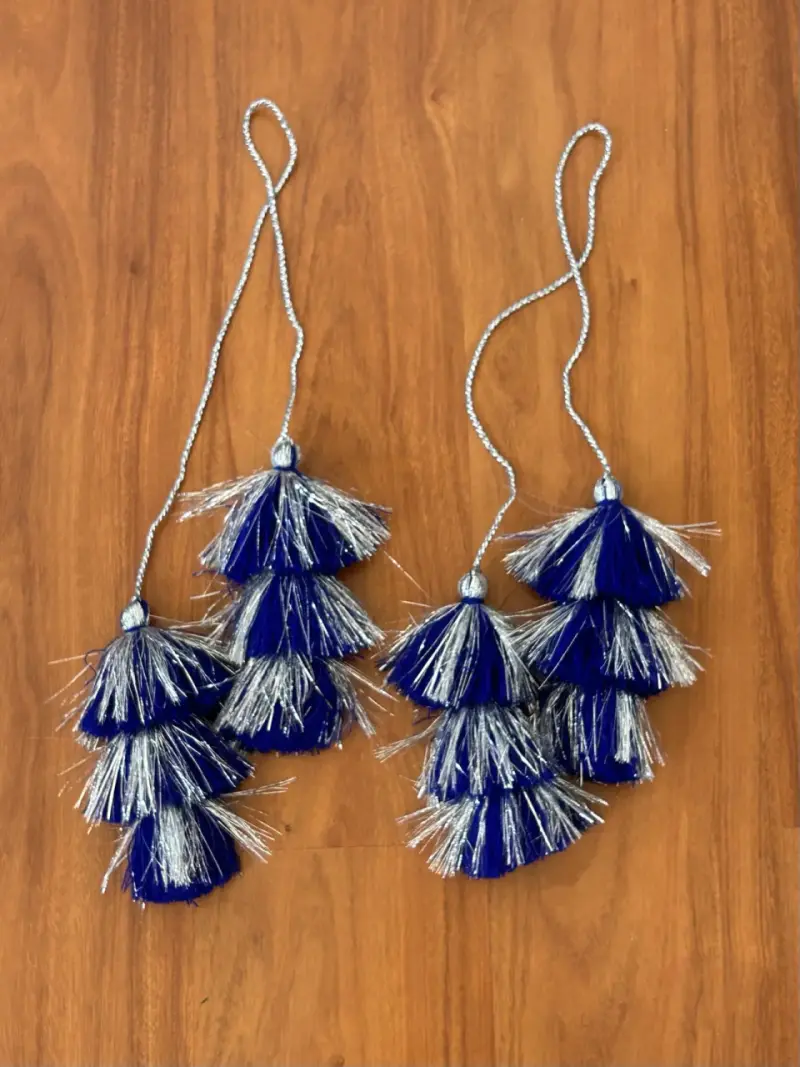 Tulmas/pompon decorativas azul y plateado para bai - 3