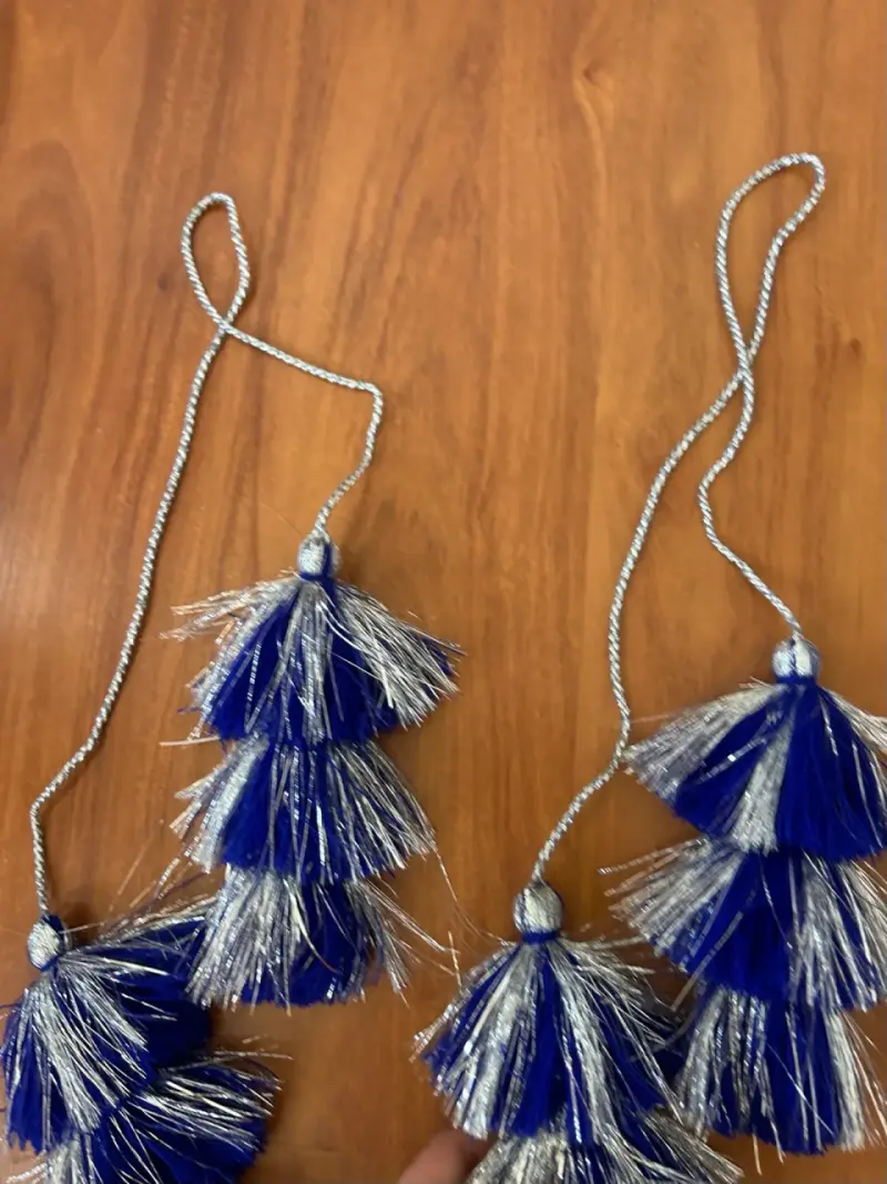 Tulmas/pompon decorativas azul y plateado para bai - 5