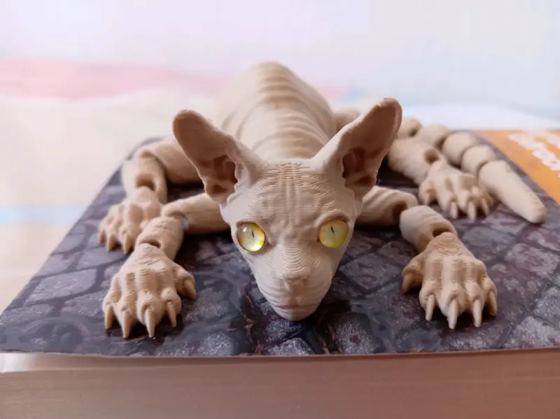 Figura articulada de gato calvo decorativa - 1