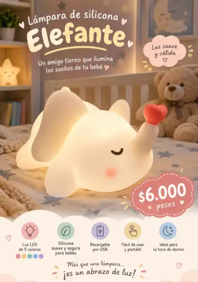 Lámpara LED de silicona elefante - miniatura 1