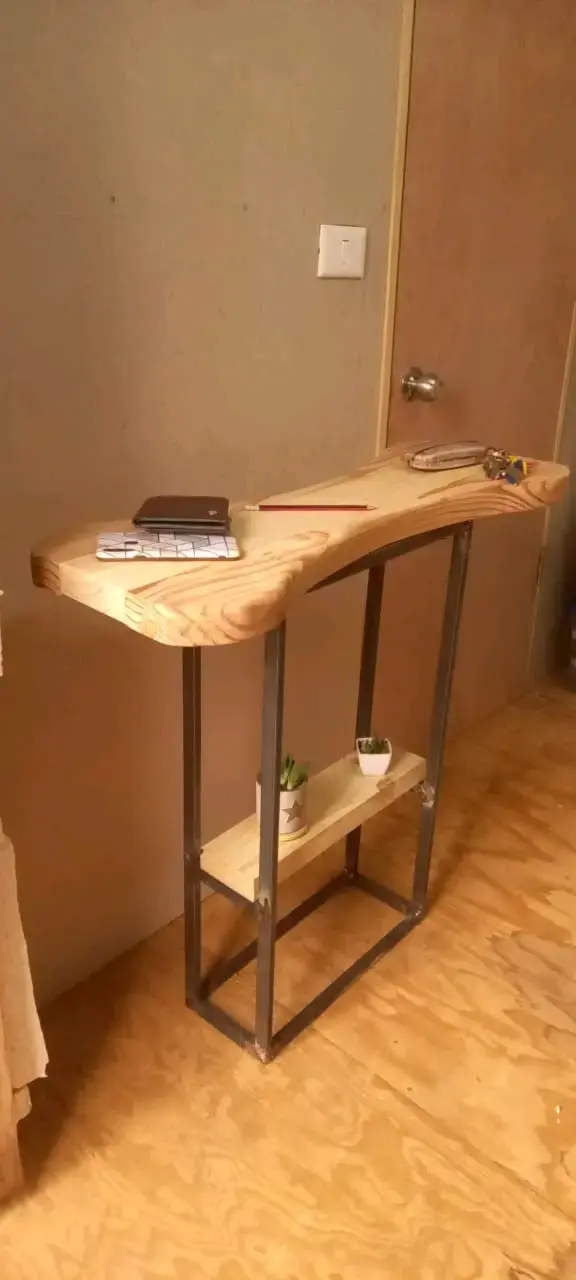 Mesa de entrada de madera y metal estilo industrial - 2