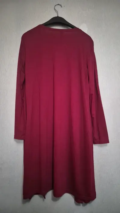 Cardigan largo burdeos Shein con bolsillos - miniatura 3