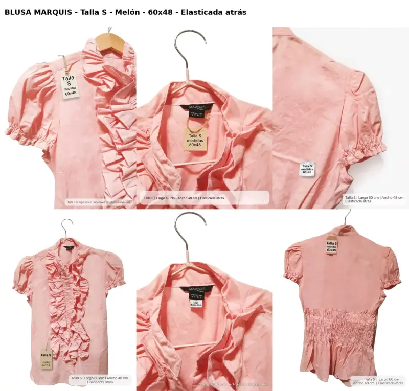 Blusa rosa con volantes talla S Marquis - 1