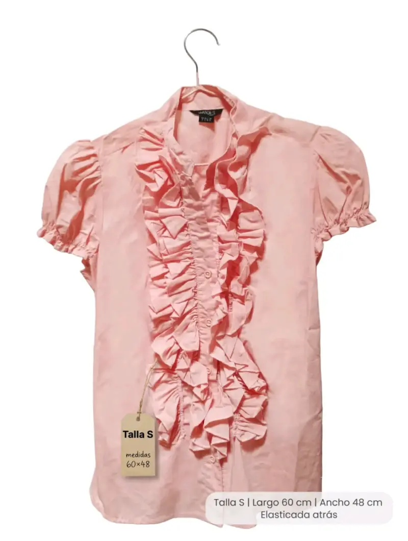 Blusa rosa con volantes talla S Marquis - 2