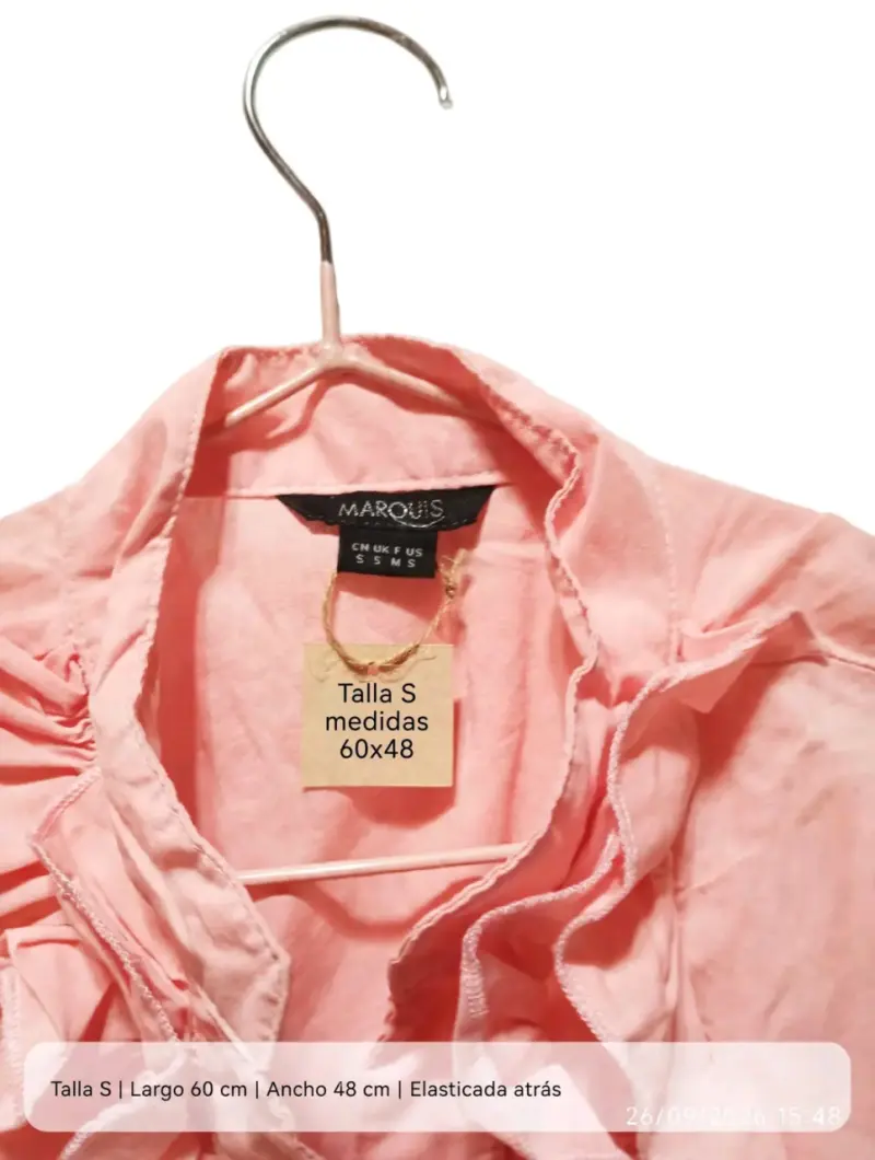 Blusa rosa con volantes talla S Marquis - 6