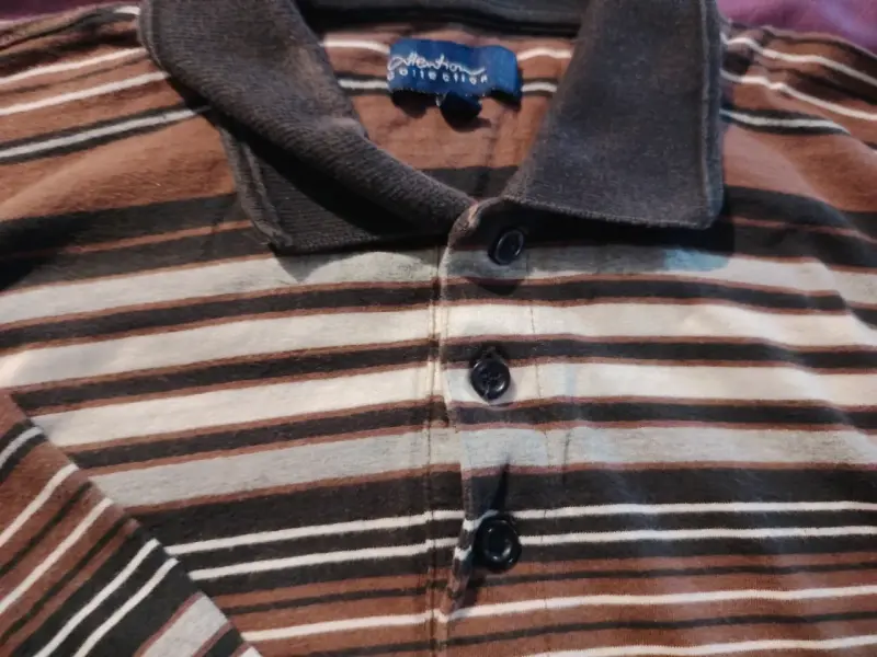 Polera Polo a Rayas Marrón Talla XL - 2