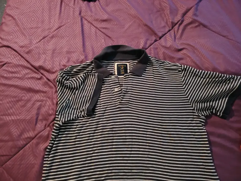 Polera Polo Rayada Azul y Blanca Talla L - 1