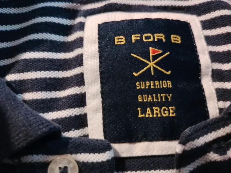 Polera Polo Rayada Azul y Blanca Talla L - 3