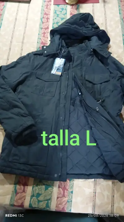 Parka negra con capucha talla L - miniatura 1