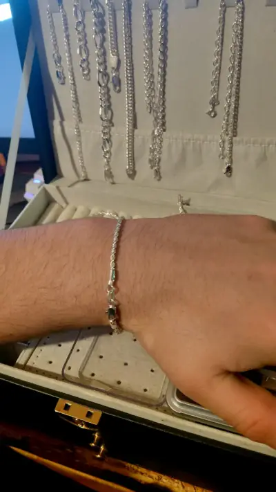 Pulsera de plata elegante para hombre ley 925 - miniatura 4