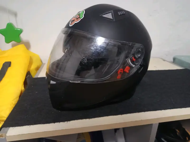 Casco de moto negro Shiro con visera doble - 1