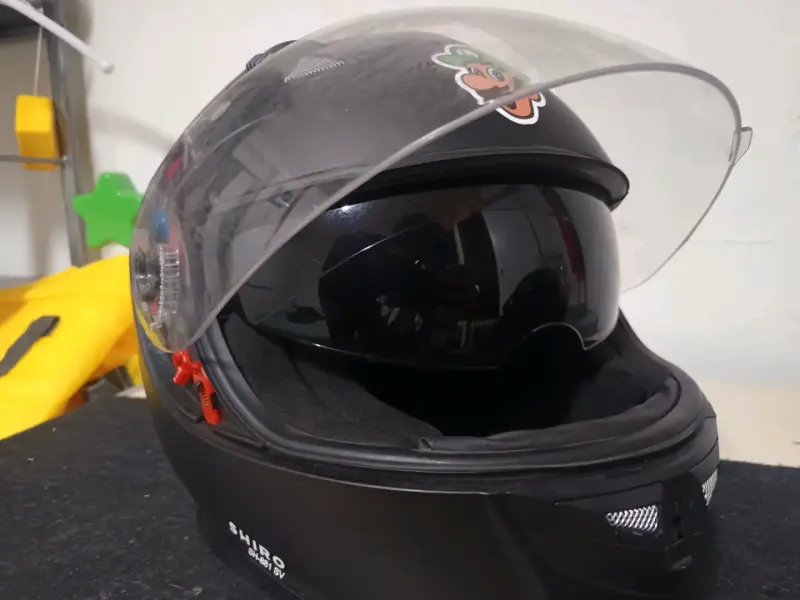Casco de moto negro Shiro con visera doble - 3