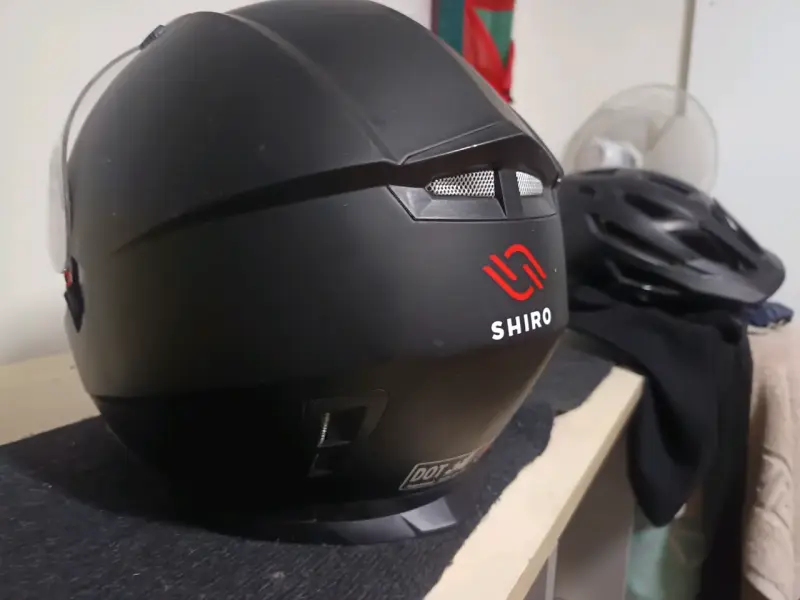 Casco de moto negro Shiro con visera doble - 6