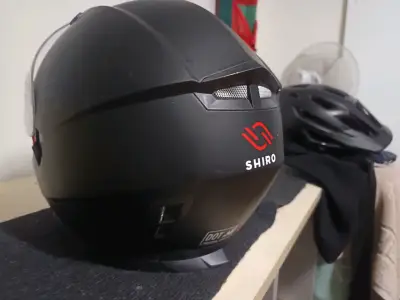 Casco de moto negro Shiro con visera doble - miniatura 6