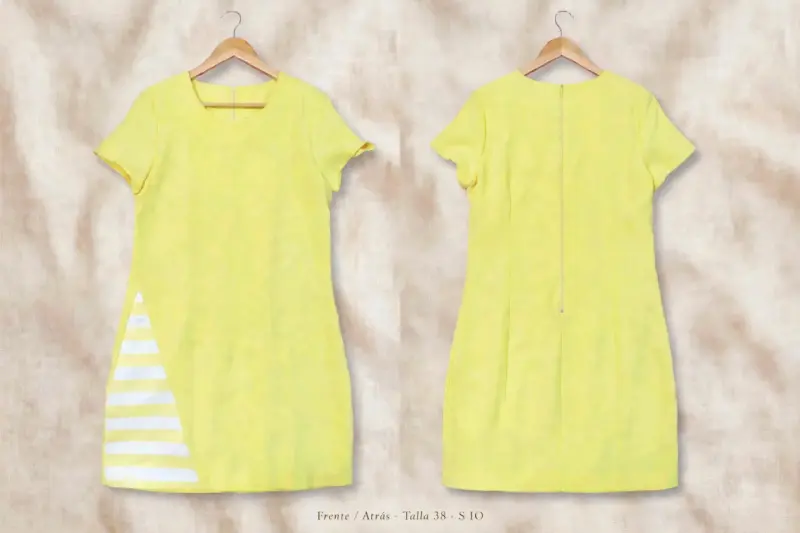 Vestido amarillo con diseño a rayas talla S