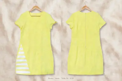 Vestido amarillo con diseño a rayas talla S - miniatura 1