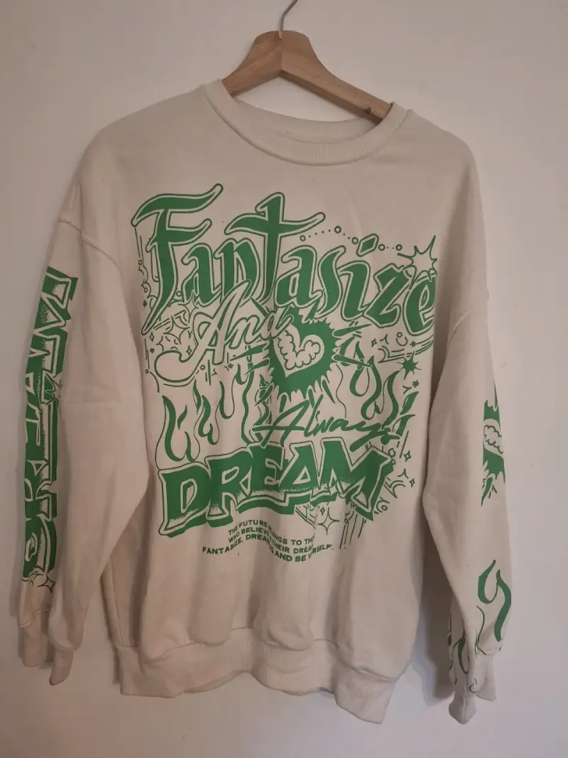 Polerón blanco con estampado verde talla 18 - 2