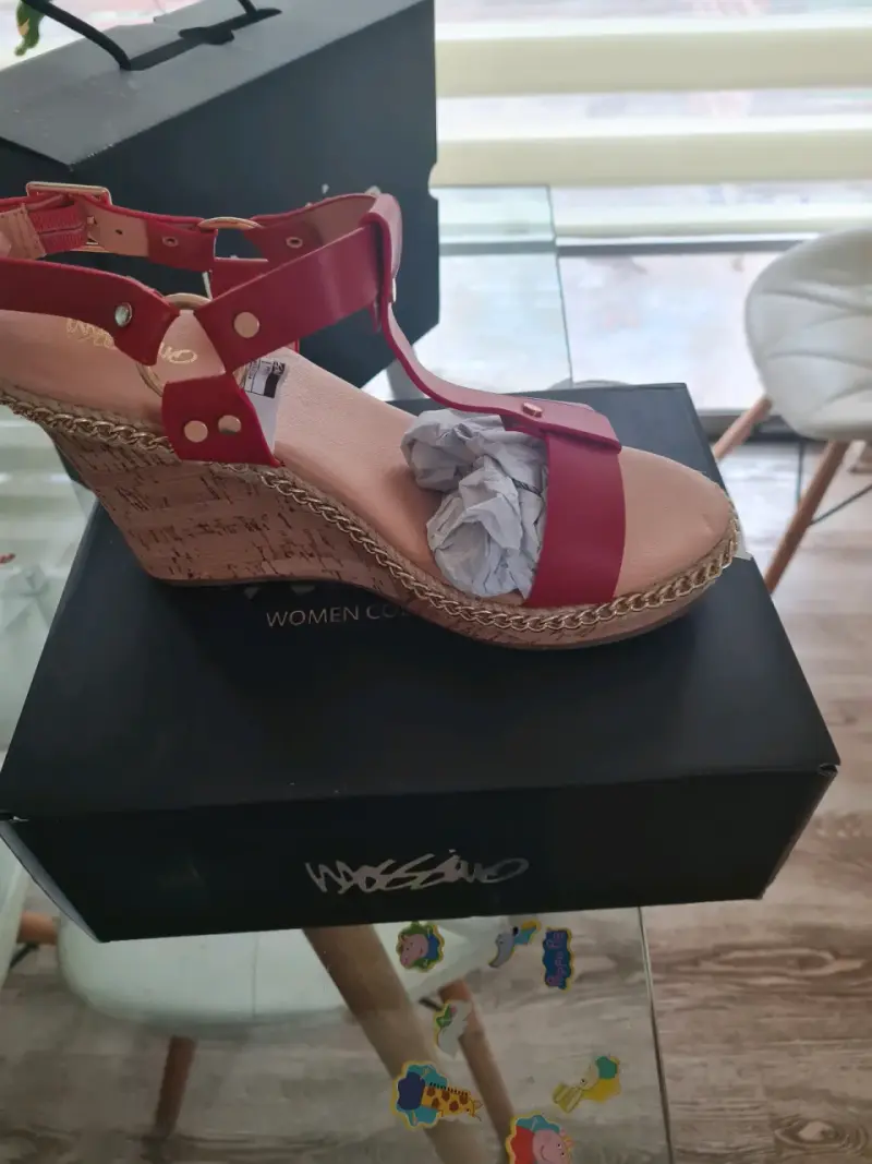 Sandalias de cuña Massimo Dutti rojas y marrones - 1