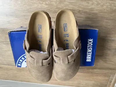 Zuecos Birkenstock de gamuza color beige - miniatura 5