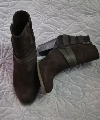 Botines de tacón alto marrones con hebilla - miniatura 4