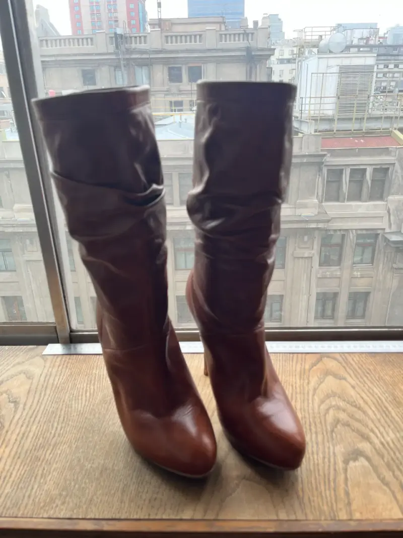 Botas de cuero marrón para mujer talla 41 - 2