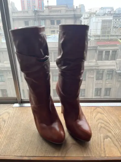 Botas de cuero marrón para mujer talla 41 - miniatura 2
