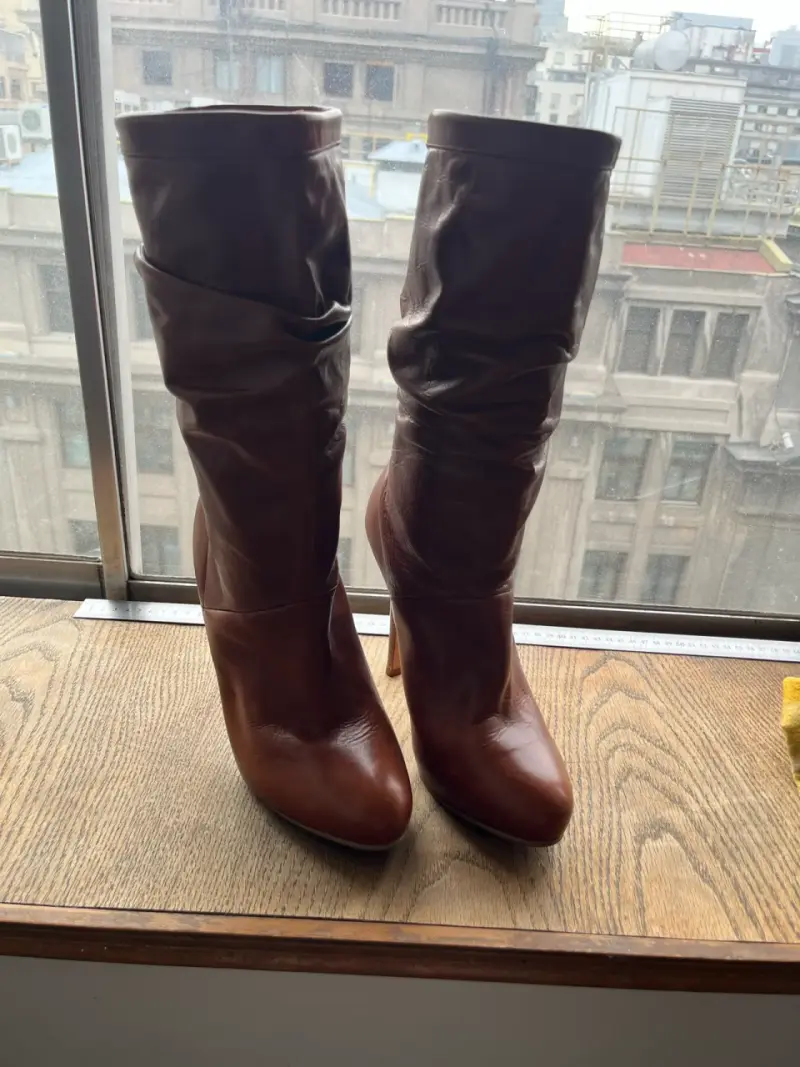 Botas de cuero marrón para mujer talla 41 - 3