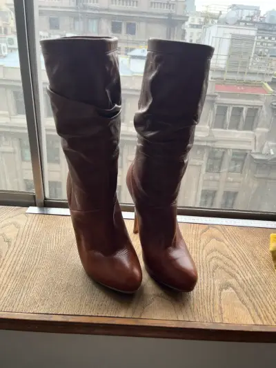 Botas de cuero marrón para mujer talla 41 - miniatura 3