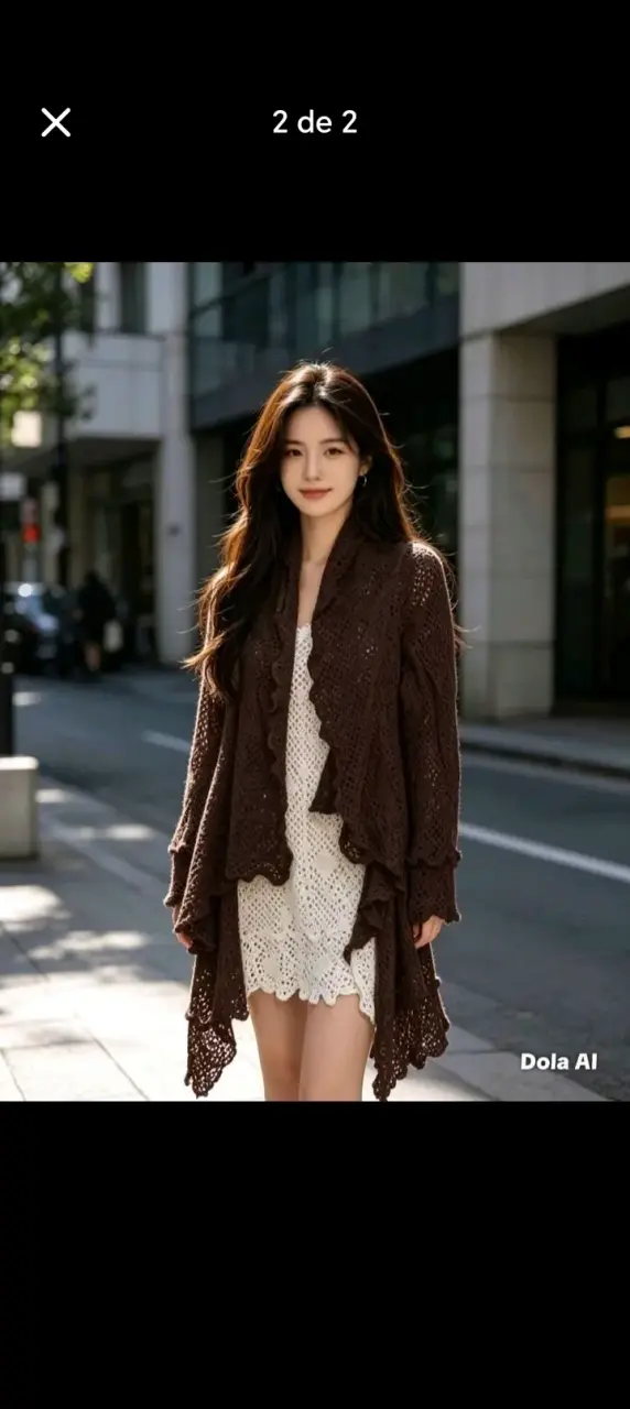 Chaqueta de punto marrón para mujer