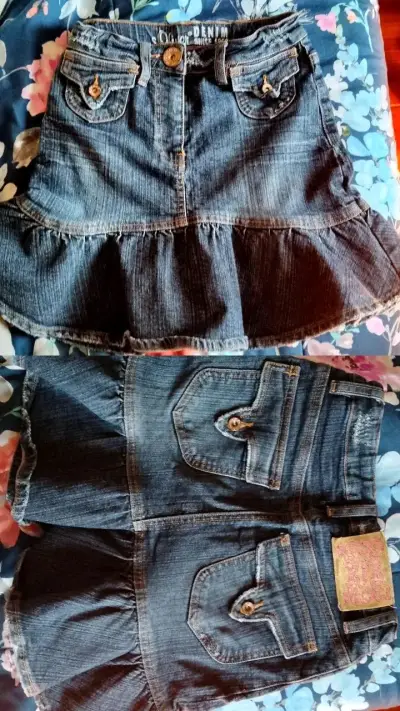 Falda de mezclilla con volantes para mujer - miniatura 1