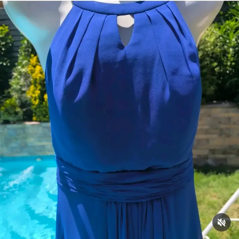 Vestido largo azul elegante para mujer - 2