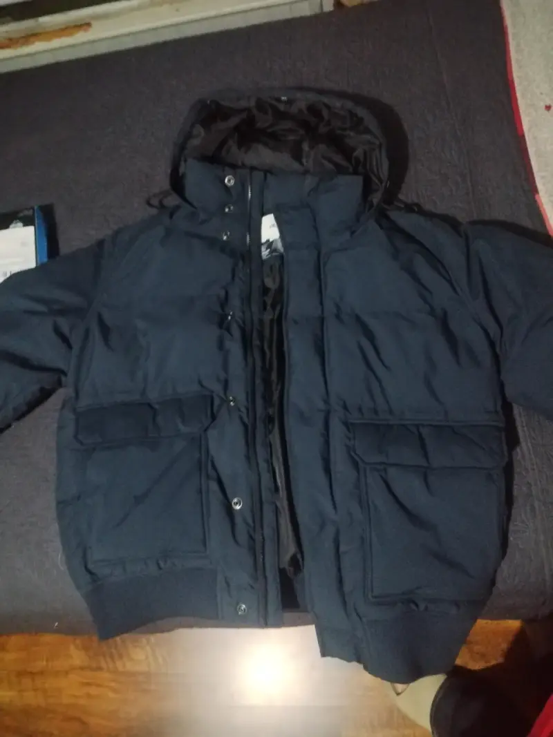 Chaqueta de abrigo azul con capucha - 2