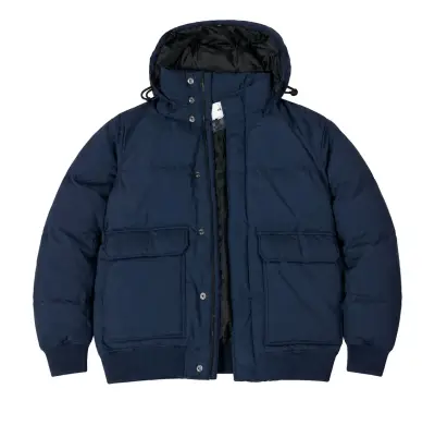 Chaqueta de abrigo azul con capucha - miniatura 4