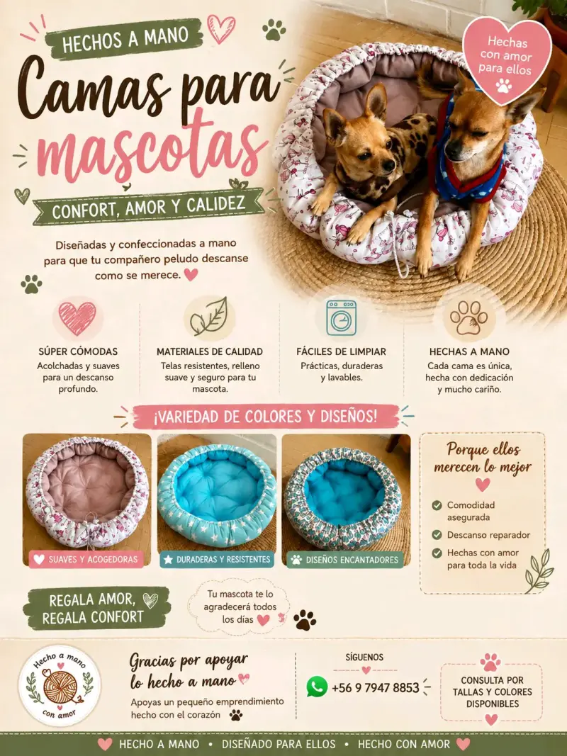 Cama para mascotas hecha a mano, cómoda y acogedora