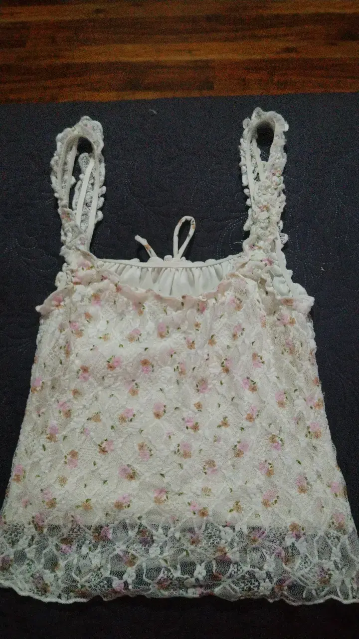 Blusa de encaje floral blanca talla S - 3