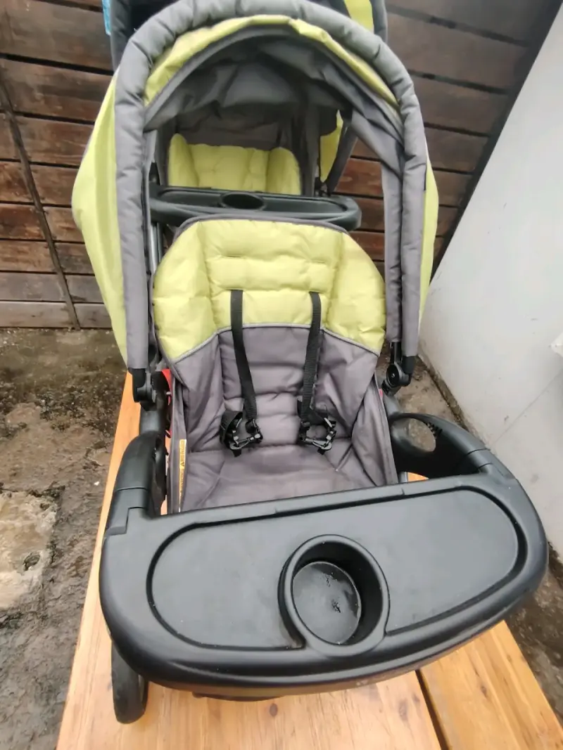 Coche doble para bebé Sit N Stand verde y gris - 5