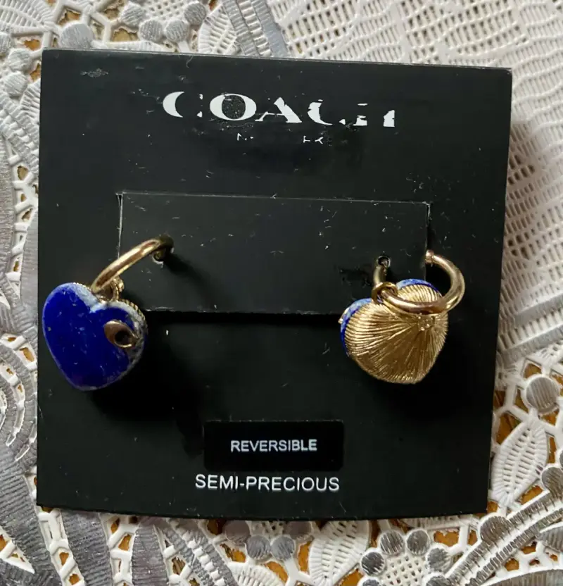 Aros de corazón reversibles Coach semi-preciosos - 3