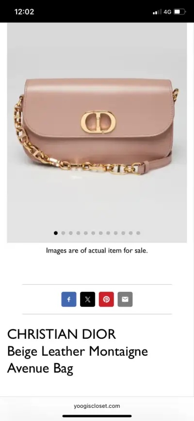 Cartera Dior Montaigne de Cuero Beige - miniatura 4