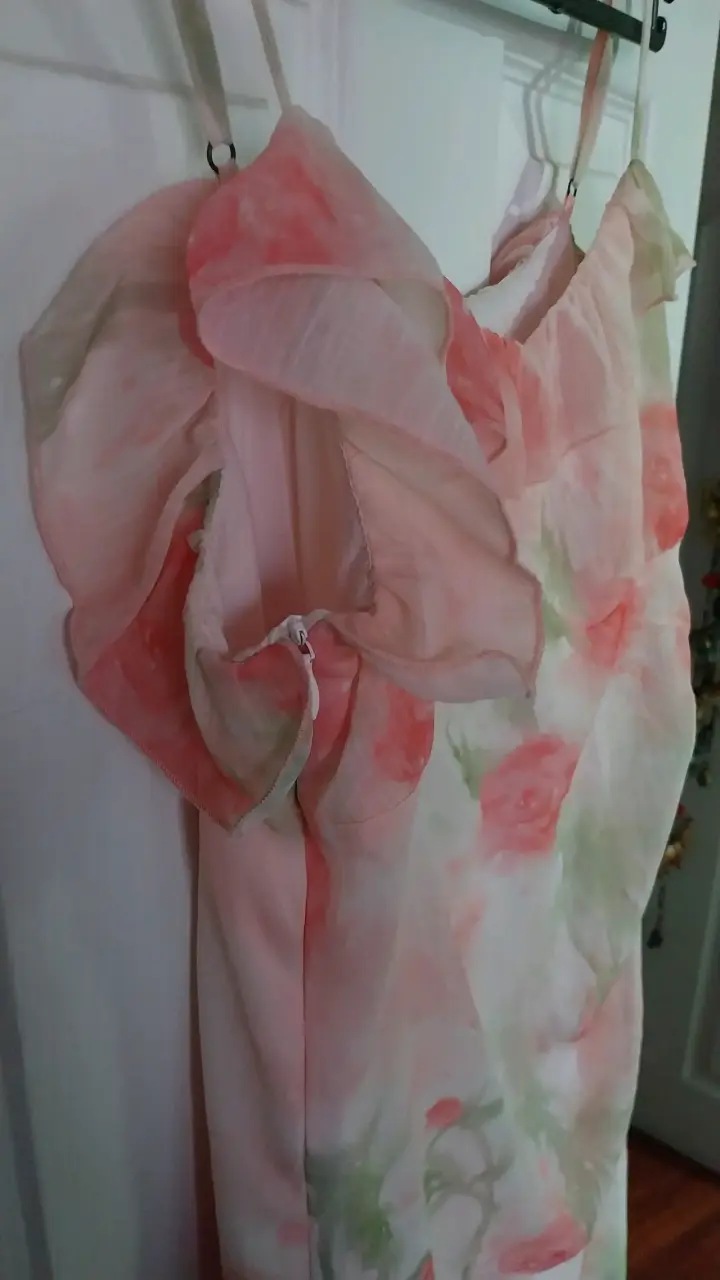 Vestido floral Simple Retro con volantes - 4