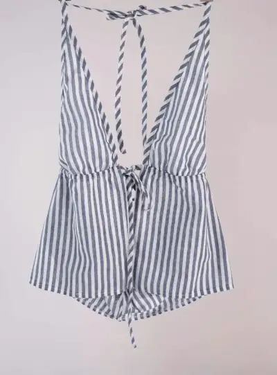 Blusa sin mangas a rayas con escote profundo - miniatura 1