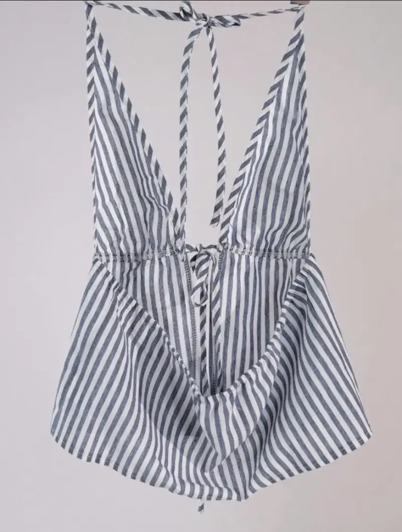 Blusa sin mangas a rayas con escote profundo - 2